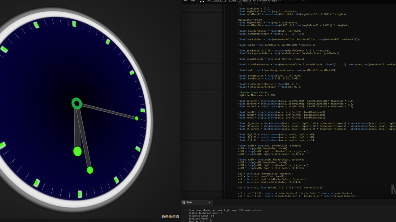In-Depth Analysis of an Analog Clock Shader in HLSL for Unreal Engine